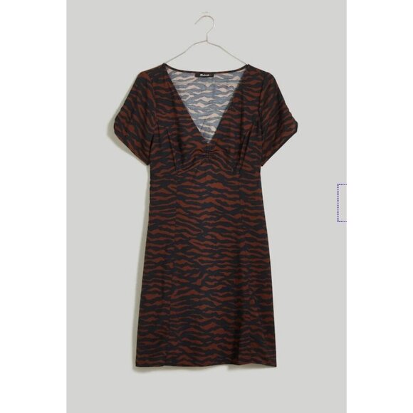 Madewell $118 Abstract Animal V-Neck Mini Dress Size 00 NO114